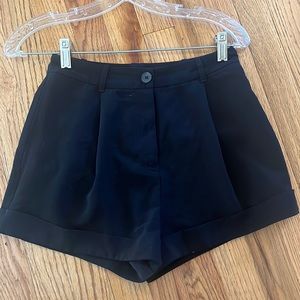 Black high waisted twill shorts